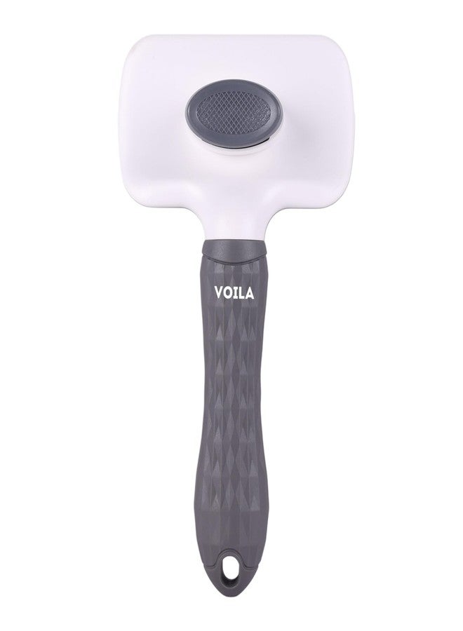 Voila Pet Grooming Brush for Dogs & Cats, Shedding & Deshedding Tool, Detangling Comb for Long & Short Hair, Easy-to-Clean Hair Remover for Small, Medium, Large Pets, (Pack of 1) Grey - Image 3